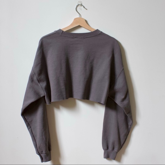 Missguided - Gray Nebraska Oversized Cropped Sweatshirt - Picture 6 of 8